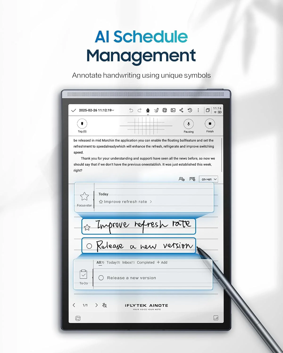 AINOTE Air 2 Bundle – 8.2" E Ink AI Note-Taking Tablet with Stylus, 4096 Pressure Levels, Digital Notebook with Voice-To-Text Transcription, Multi-Languages Support, Ideal for Meetings & Study - Image 4