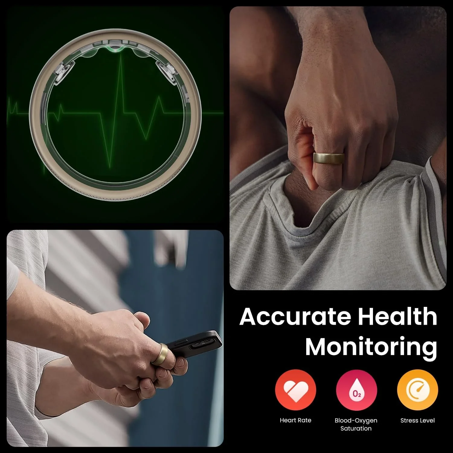 Amazfit Helio Ring Inteligente de Salud, Anillo Rastreador de Fitness, Sin Suscripción, Monitorea el Sueño, la Frecuencia Cardíaca y el Estrés, Aleación de Titanio, Carga Rápida de 1.4 Horas - Image 6