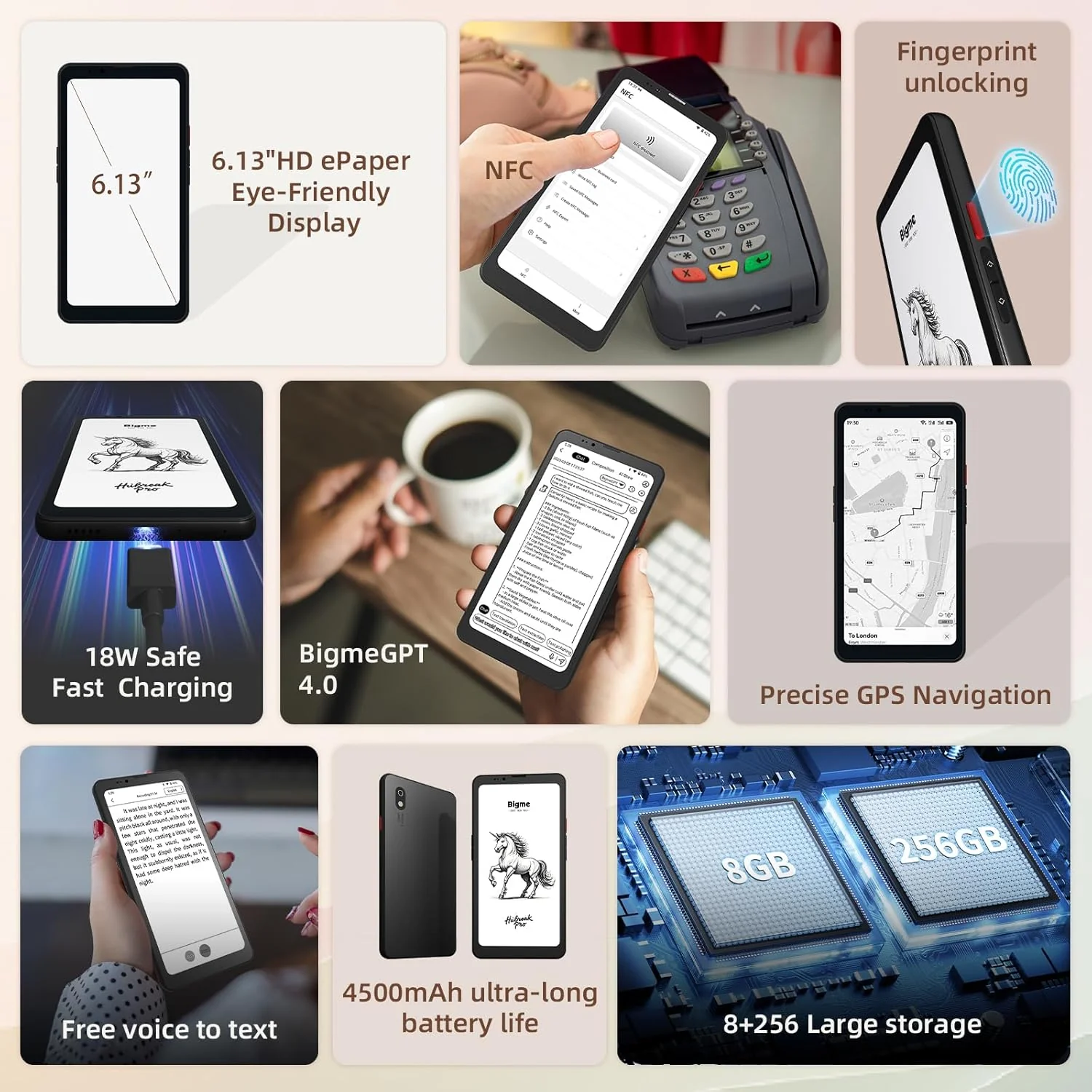 Bigme HiBreak Pro Celular de Tinta Electronica 6.13" – 5G, Android 14 Certificado GMS, Dimensity 1080 y 8GB/256GB - Image 6