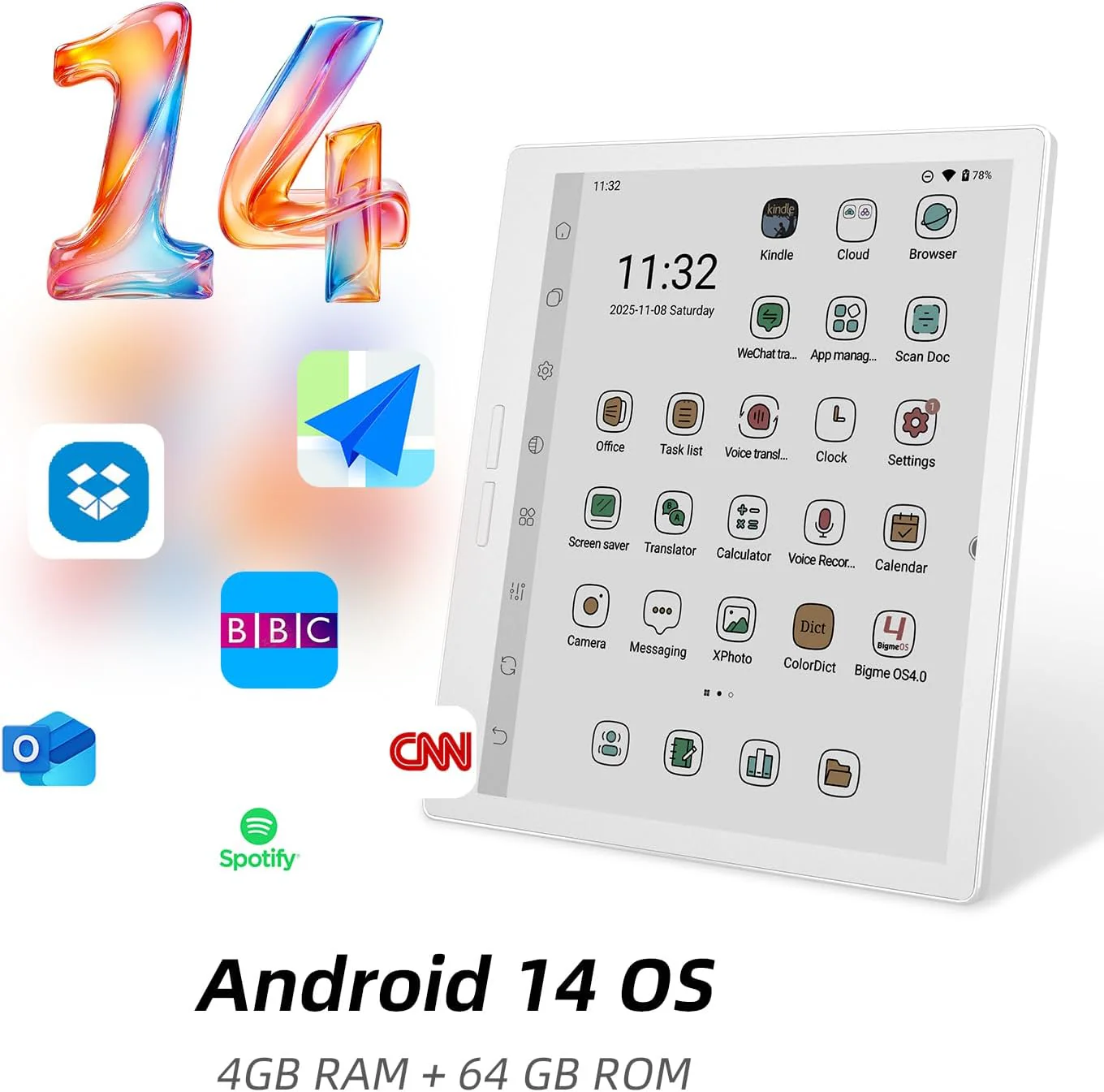 Bigme Tablet de Tinta Electronica B751C S 7" – E-Reader con Stylus, Android 14 y Conversión de Escritura a Texto - Image 2