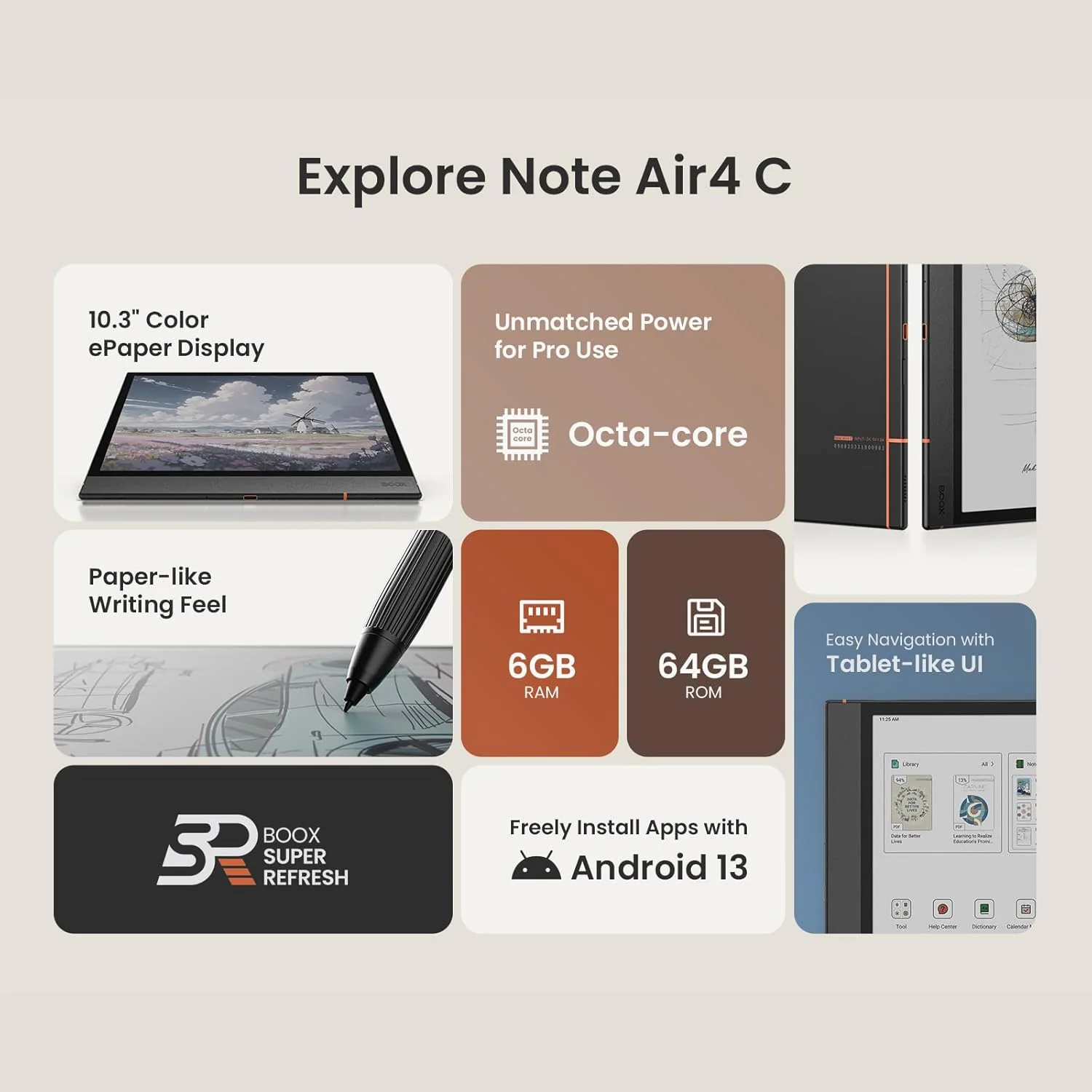 BOOX Tablet Note Air 4 C: E Ink a Color para Notas Digitales, Cuaderno Electrónico E-Paper - Image 2