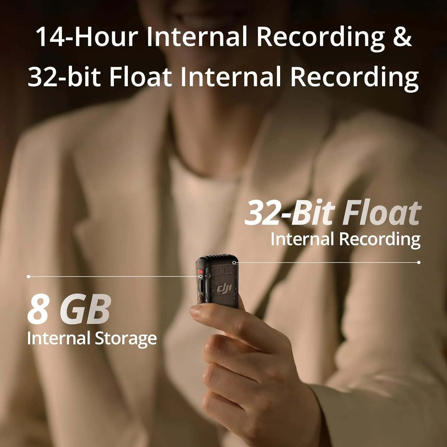 DJI Mic 2 (1 TX + 1 RX): Micrófono Inalámbrico con Cancelación de Ruido Inteligente, Grabación Flotante 32-Bit y Rango de 250m - Image 5