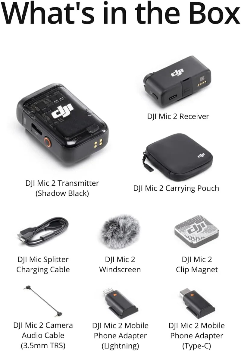 DJI Mic 2 (1 TX + 1 RX): Micrófono Inalámbrico con Cancelación de Ruido Inteligente, Grabación Flotante 32-Bit y Rango de 250m - Image 8