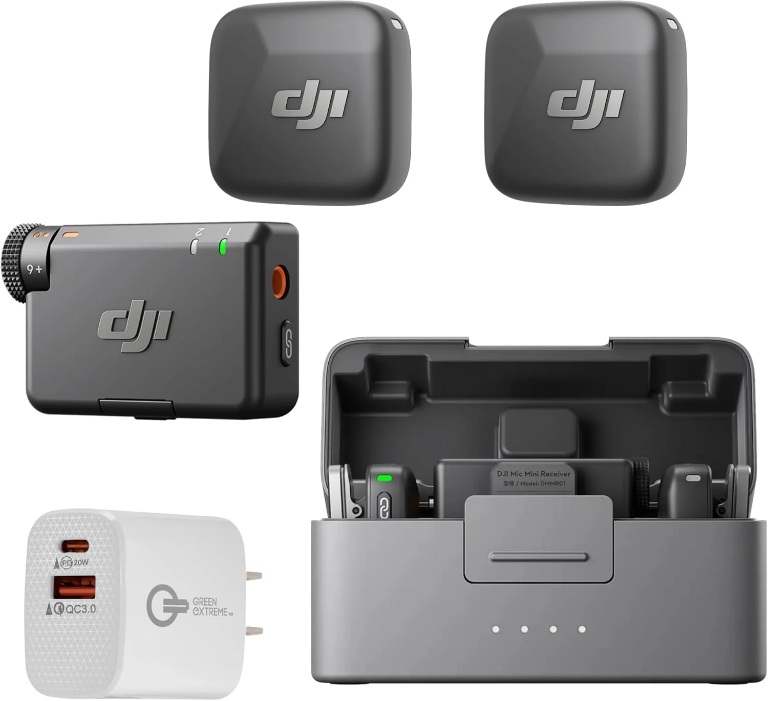 DJI Mic Mini (2 TX + 1 RX): Micrófono Inalámbrico Ultraligero con Estuche de Carga (48H Autonomía) y Cancelación de Ruido