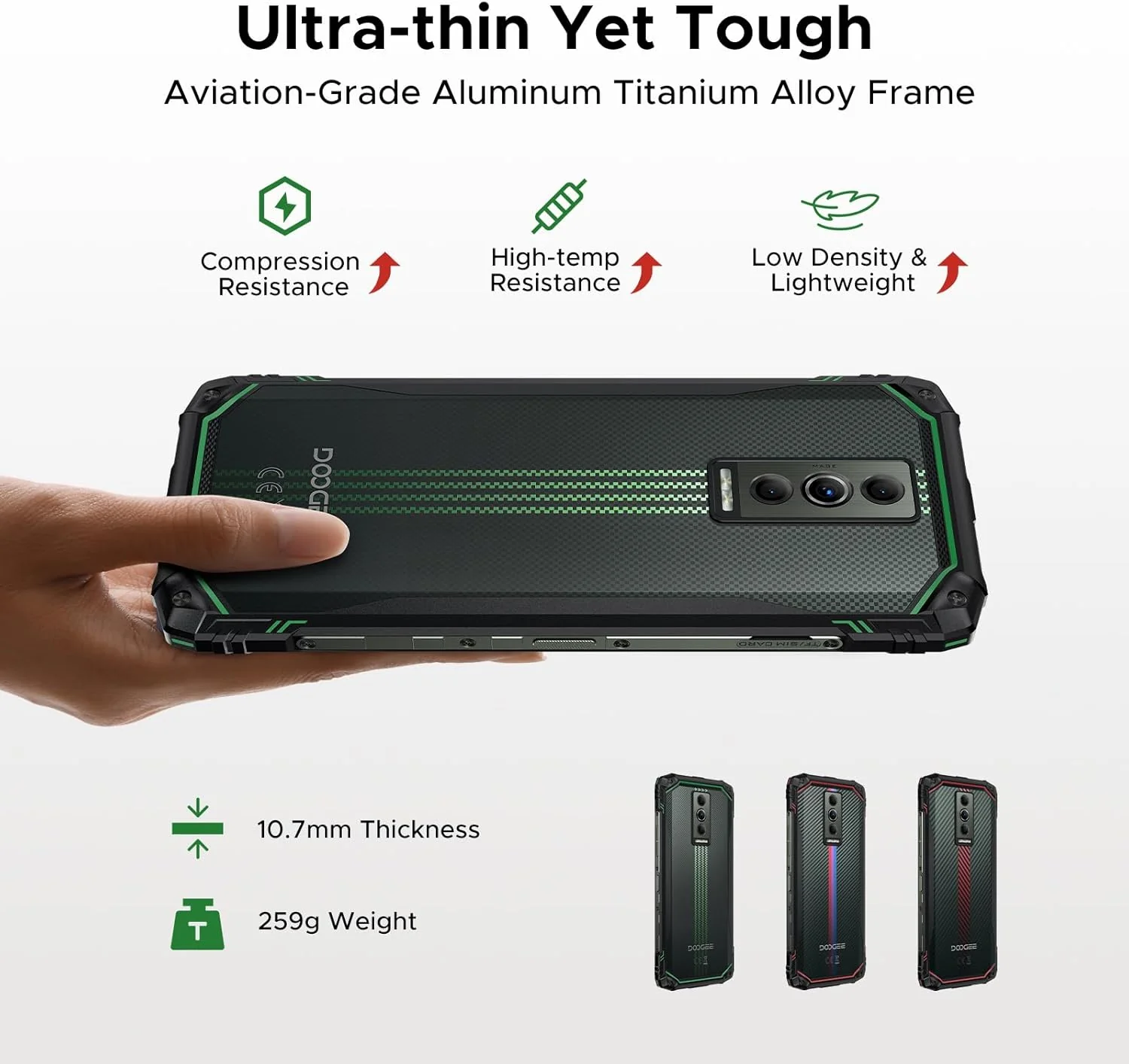 DOOGEE Blade 10 Energy (2025) Version Global Celular Indestructible Ultra Slim (10.7mm) y Batería 6150mAh | Android 15 - Image 2