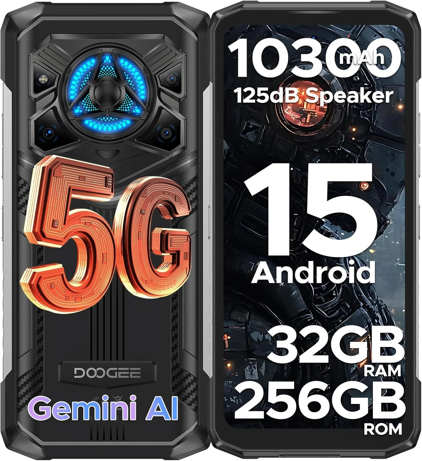 DOOGEE Blade 20 Play 5G Version Global Celular Indestructible Altavoz 125dB y Luces LED | Android 15 y 10300mAh