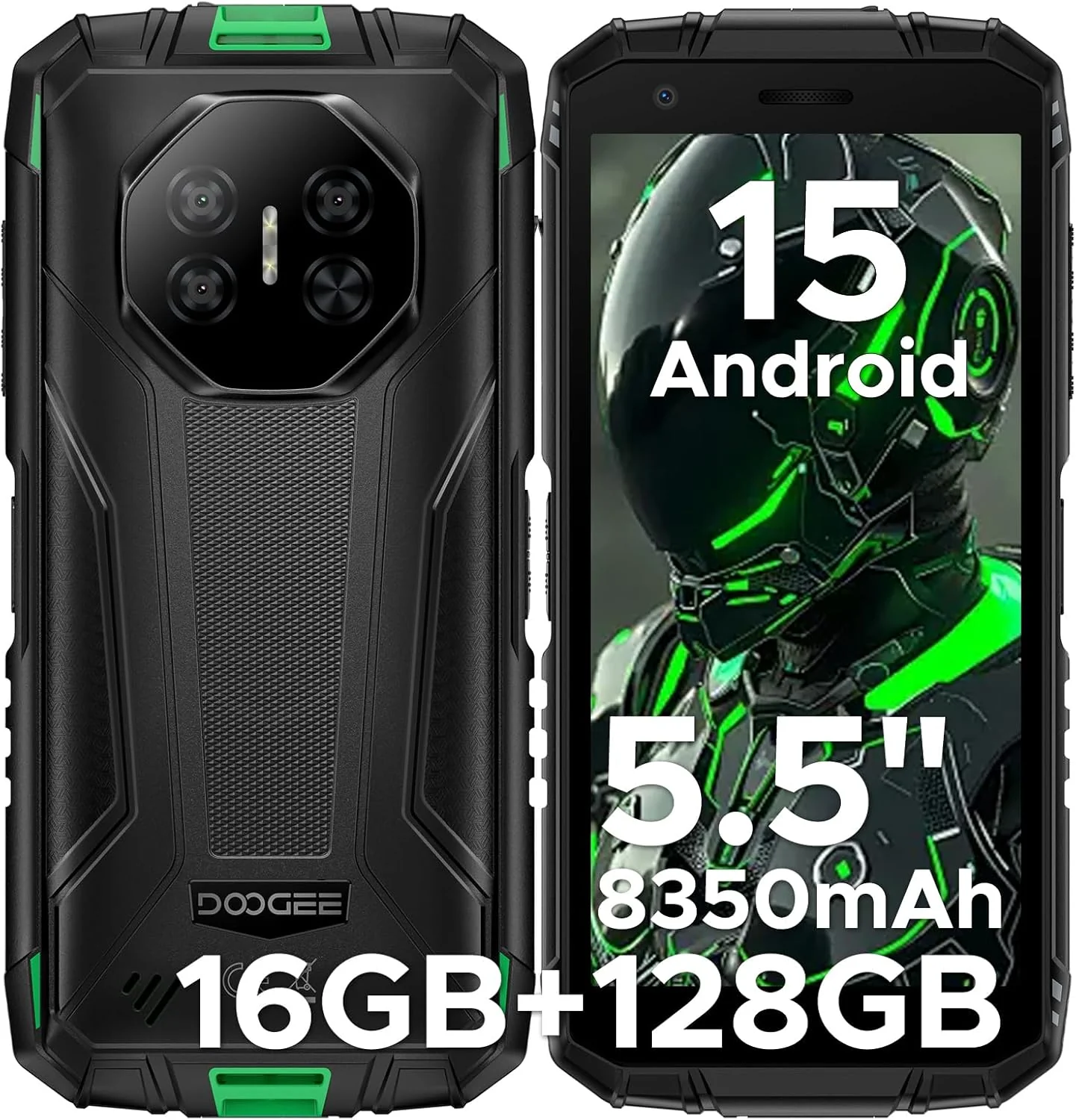 DOOGEE Fire 3 Pro Version Global - Celular Indestructible Compacto (5.5") con Batería 8350mAh | 16GB+128GB