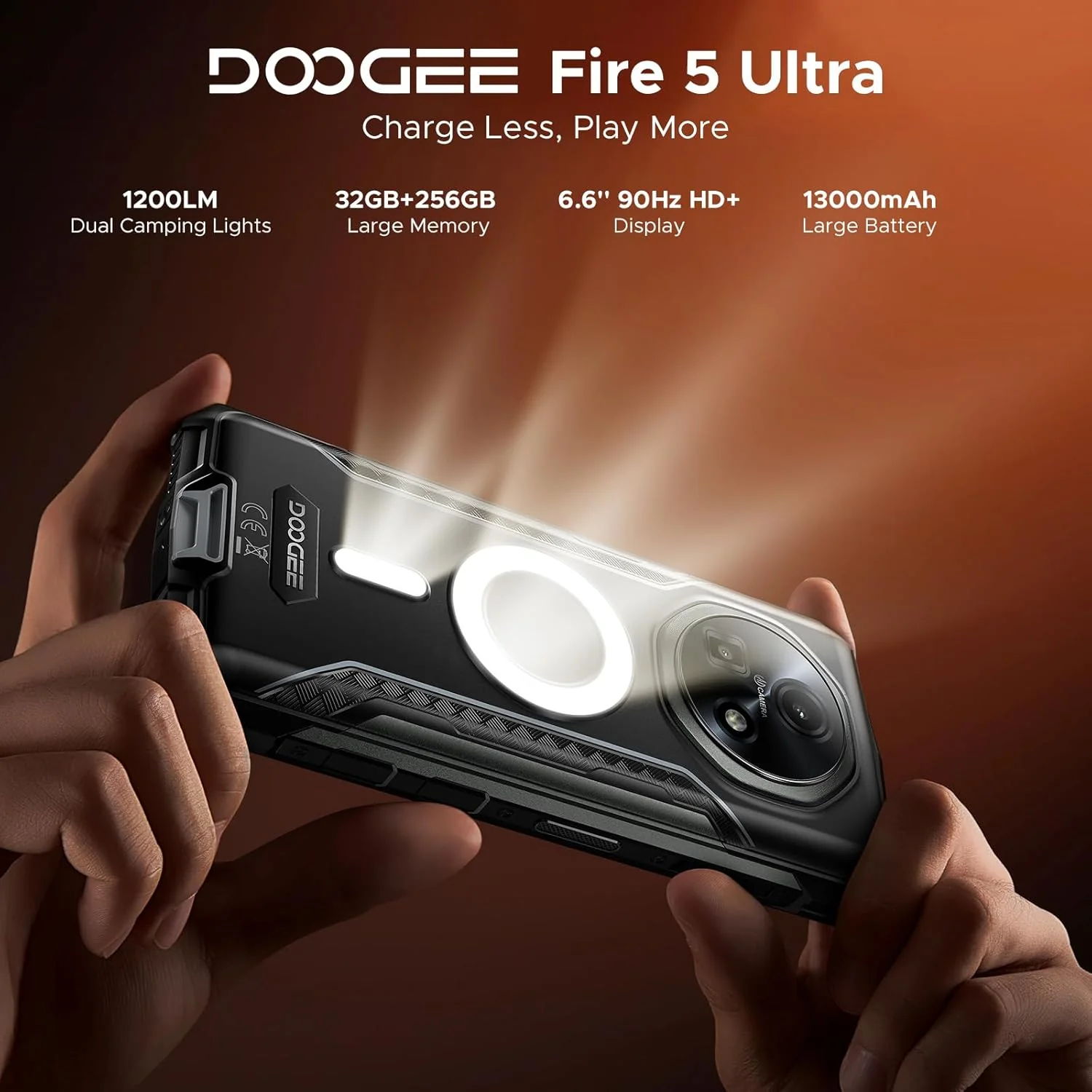 DOOGEE Fire 5 Ultra Version Global - Celular Indestructible con Luces 1200lm, 13000mAh y Gemini AI - Image 8