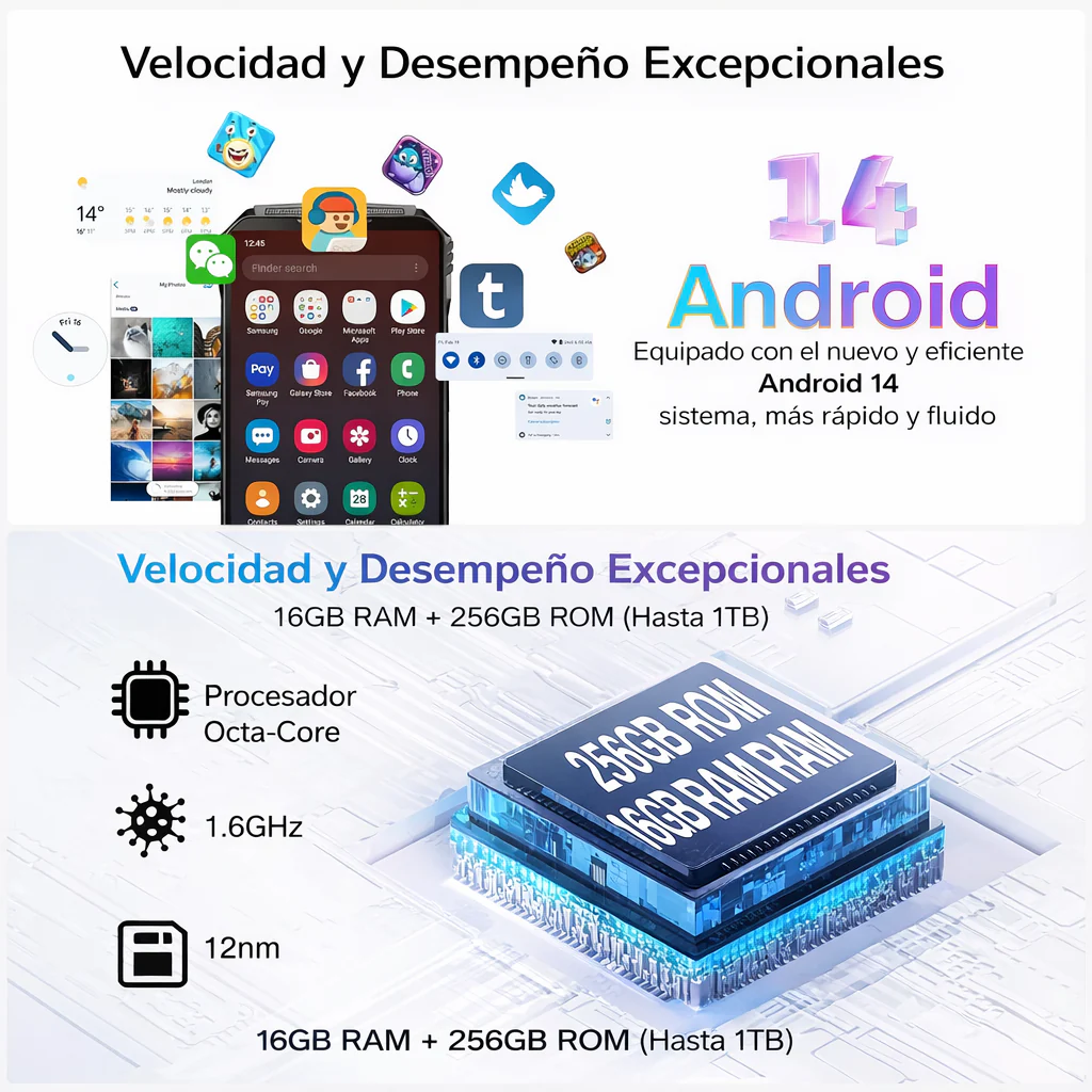 DOOGEE S Punk Version Global Celular Indestructible con 16GB RAM, 256GB, Altavoz 126dB y Android 14 - Image 8