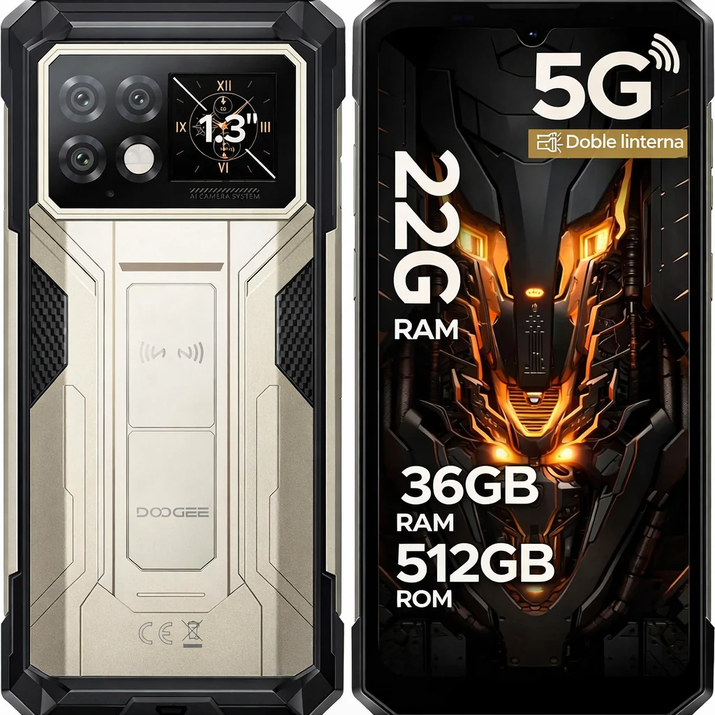 DOOGEE S200 Max 5G Version Global - Celular Indestructible 22000mAh con Pantalla Trasera | 36GB+512GB