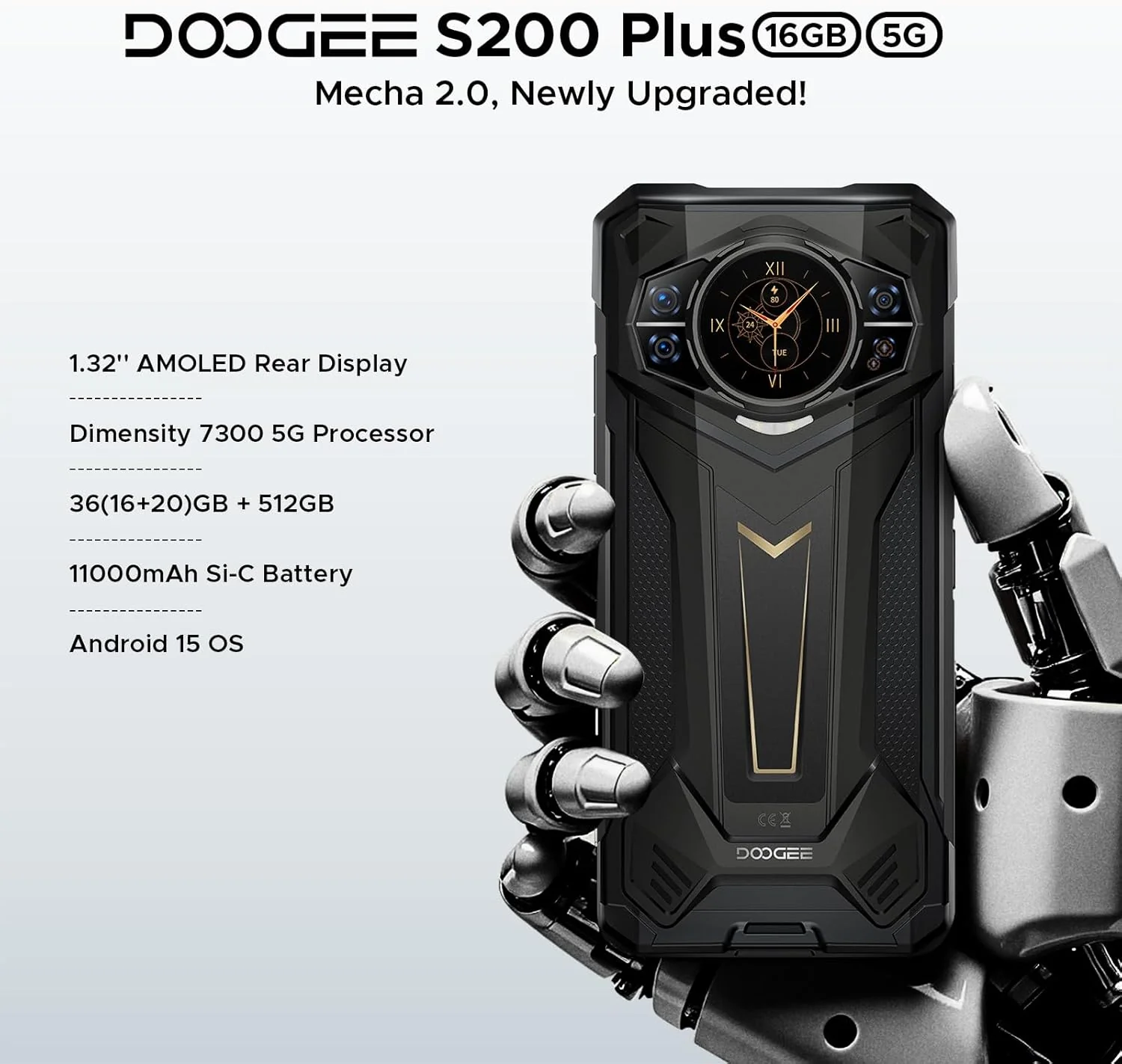 DOOGEE S200 Plus 5G Version Global -Celular Indestructible con Pantalla Trasera AMOLED | 36GB+512GB y 10100mAh - Image 2