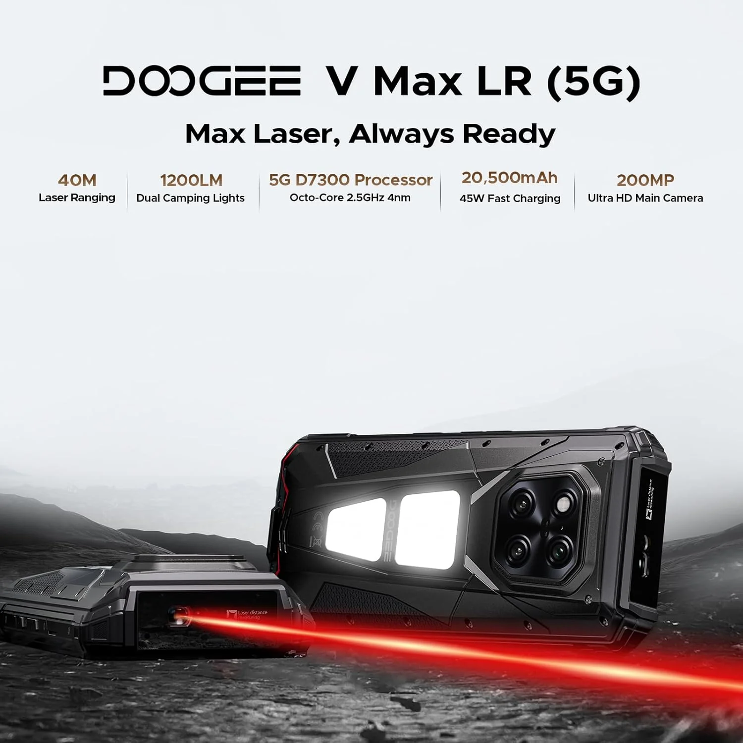 DOOGEE V MAX LR 5G Version Global Celular Indestructible con Telémetro Láser 40m | 20500mAh y 36GB RAM - Image 2