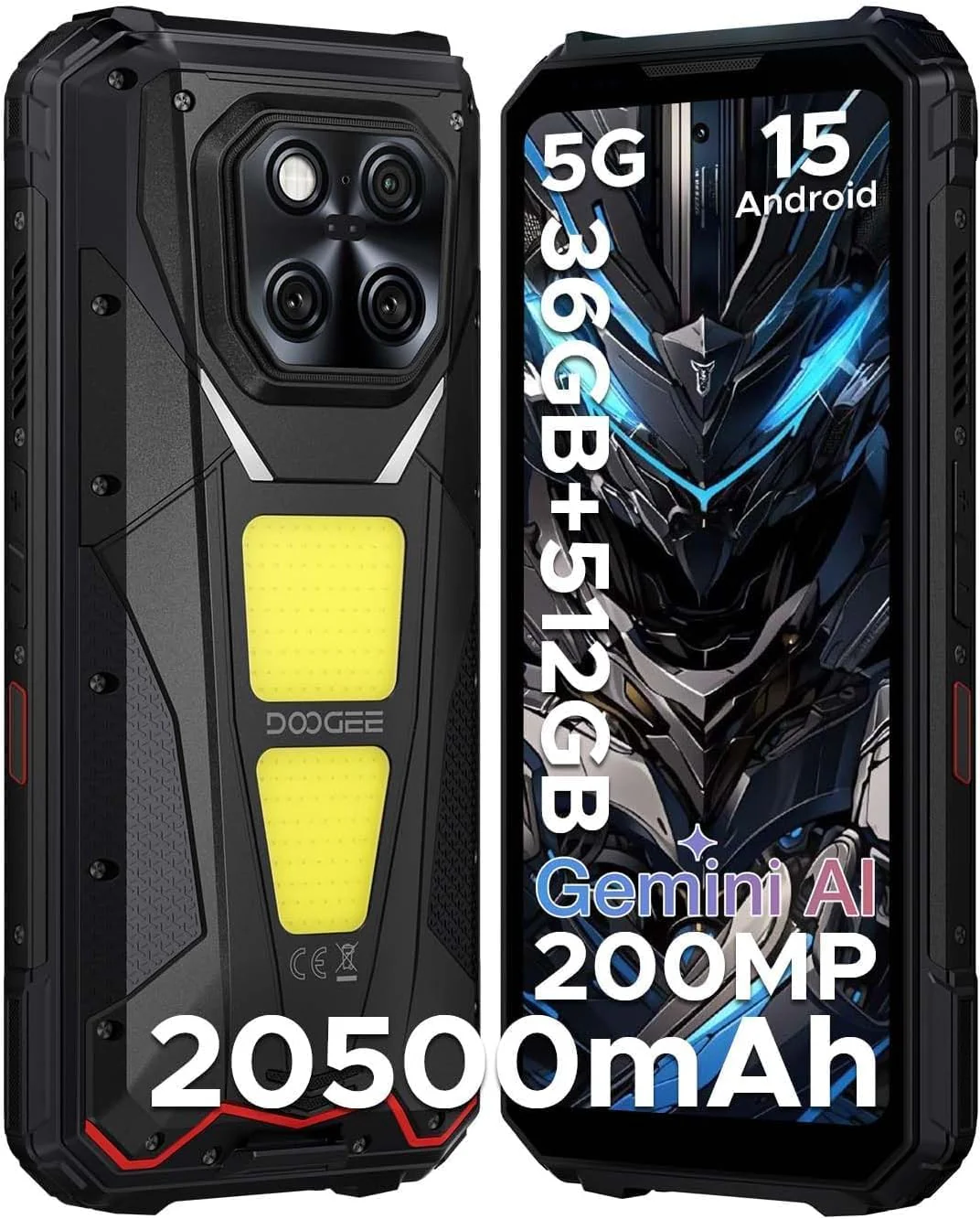 DOOGEE V MAX Play 5G Version Global  Celular Indestructible con Proyector y Batería 20500mAh | 36GB RAM + 512GB, 200MP de Camara