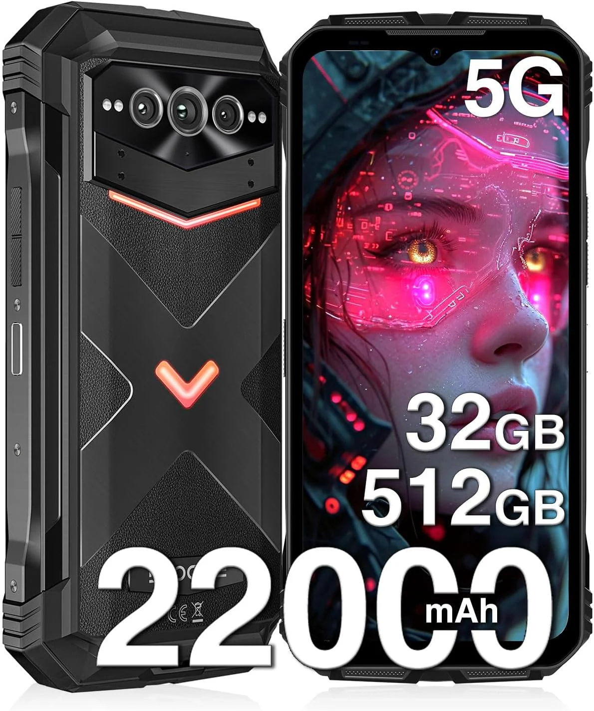 DOOGEE V MAX PRO 5G Version Global - Celular Indestructible con Batería 22000mAh | 32GB+512GB y 108MP