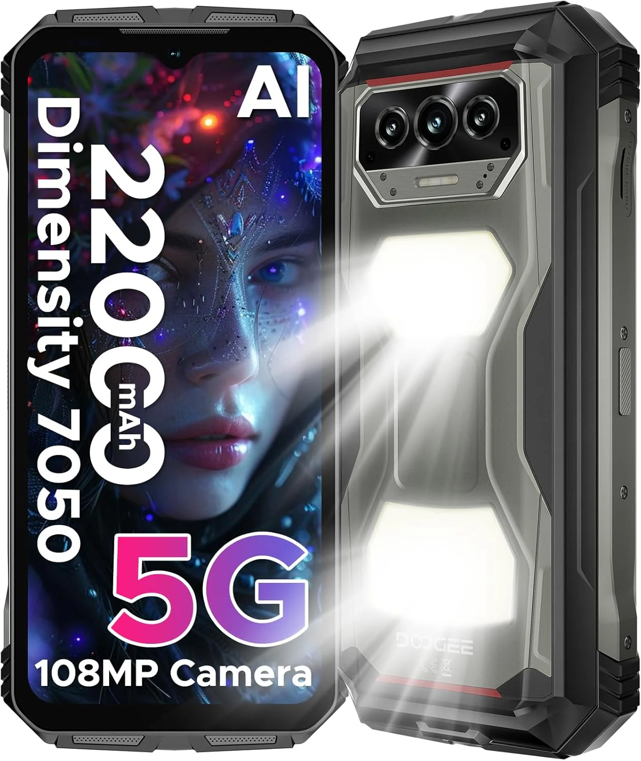 DOOGEE V Max S Version Global Celular Indestructible con Luces Camping | 22000mAh y 24GB RAM