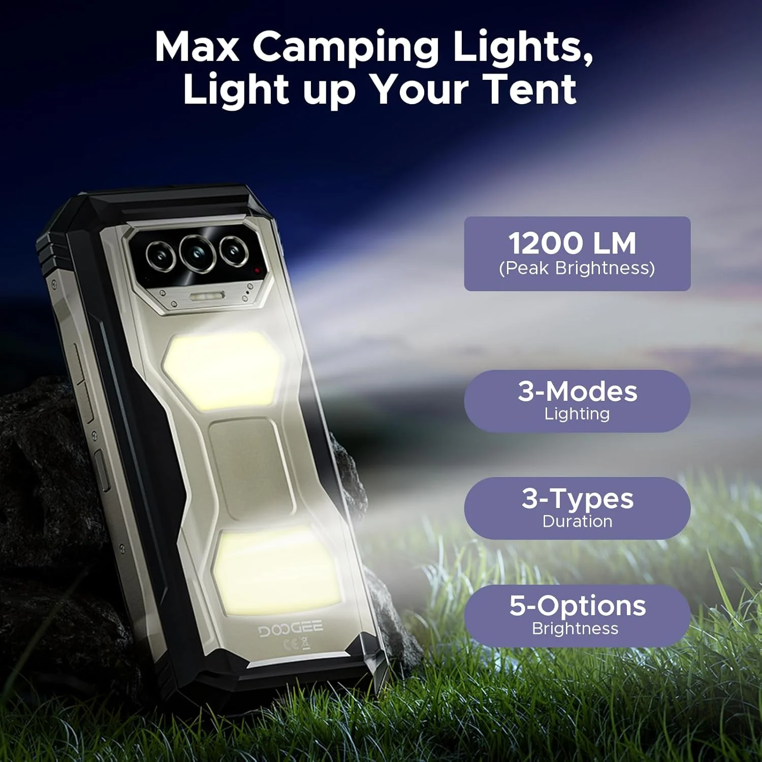 DOOGEE V Max S Version Global Celular Indestructible con Luces Camping | 22000mAh y 24GB RAM - Image 4