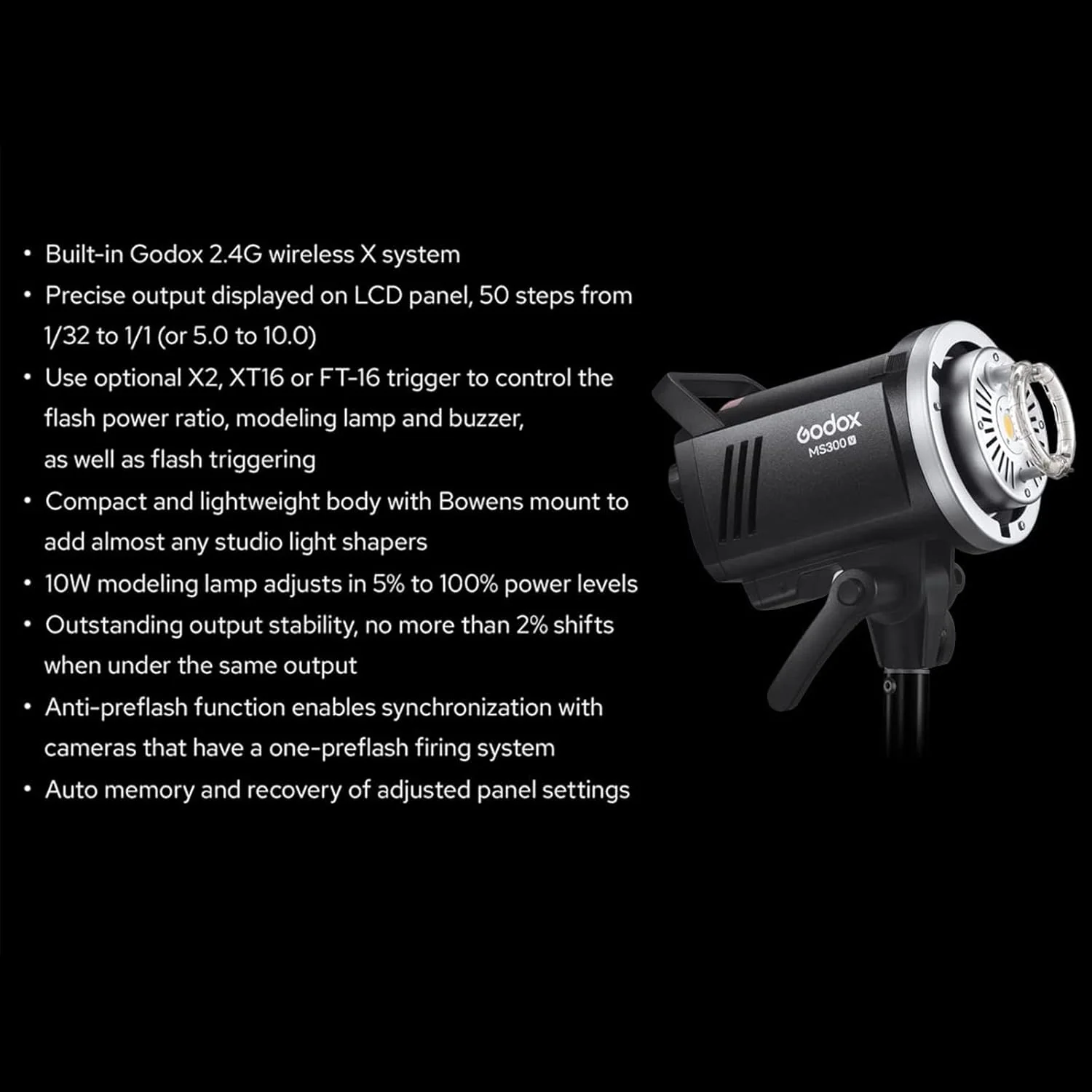 Flash de Estudio Godox MS300-V 300W | Luz LED y Montura Bowens - Image 3