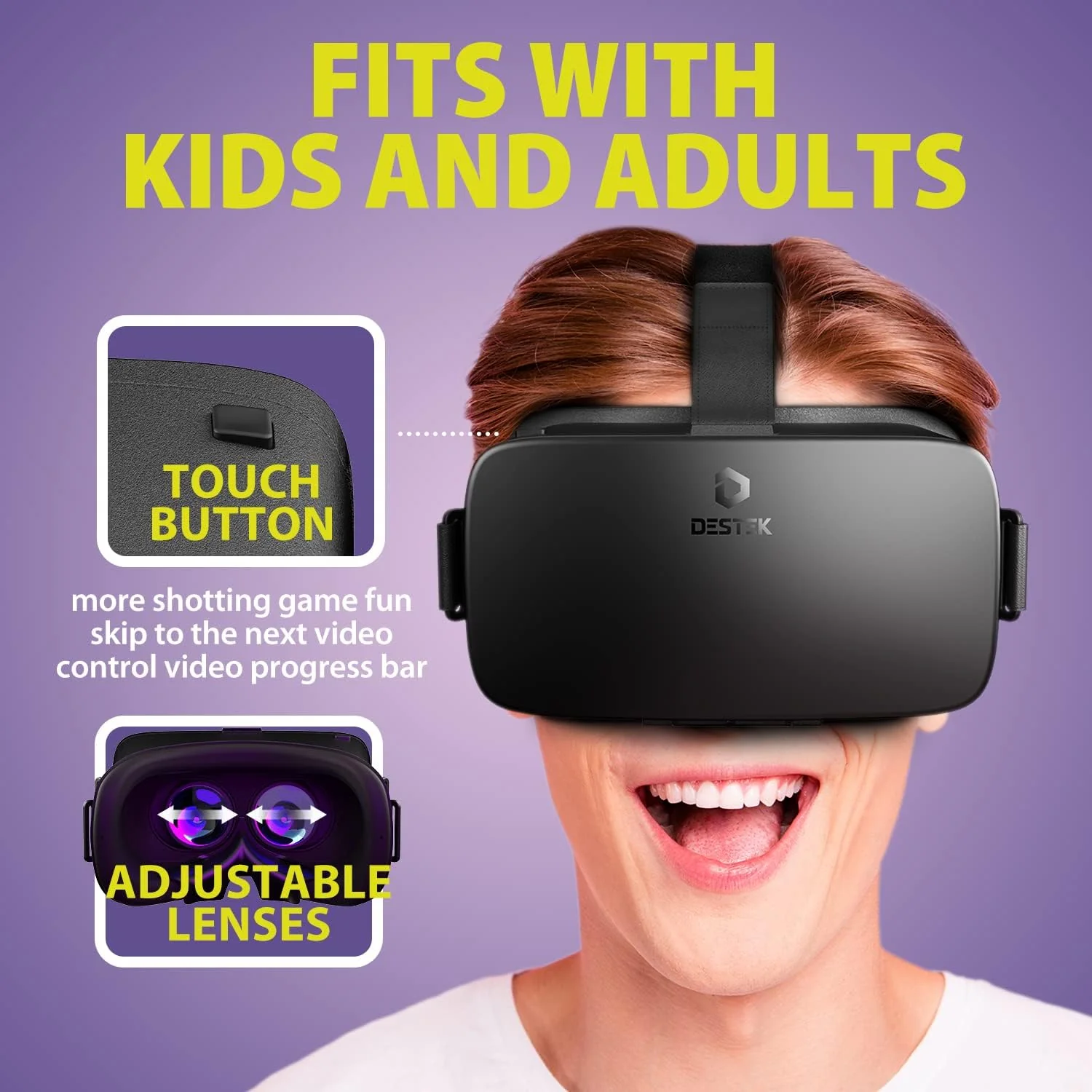 Gafas de realidad virtual V5 para teléfono con controlador, lentes HD con protección contra ojos azules, campo de visión de 110°, compatibles con iPhone 17/16/15/14/13/12/11, Samsung y Android - Negro - Image 4