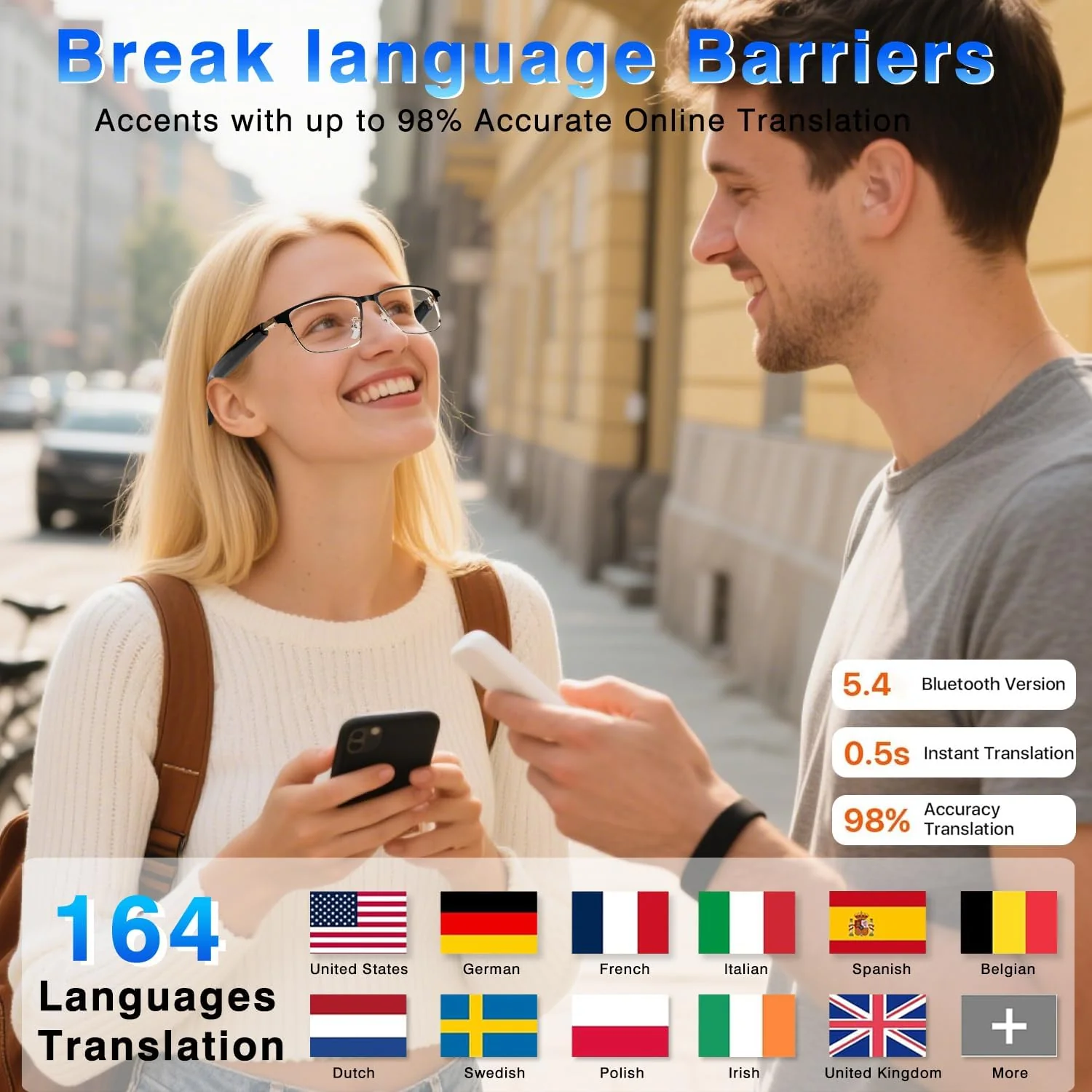 Lentes inteligentes con traducción de IA, chat, GPT y Bluetooth Deepspeek - Image 2