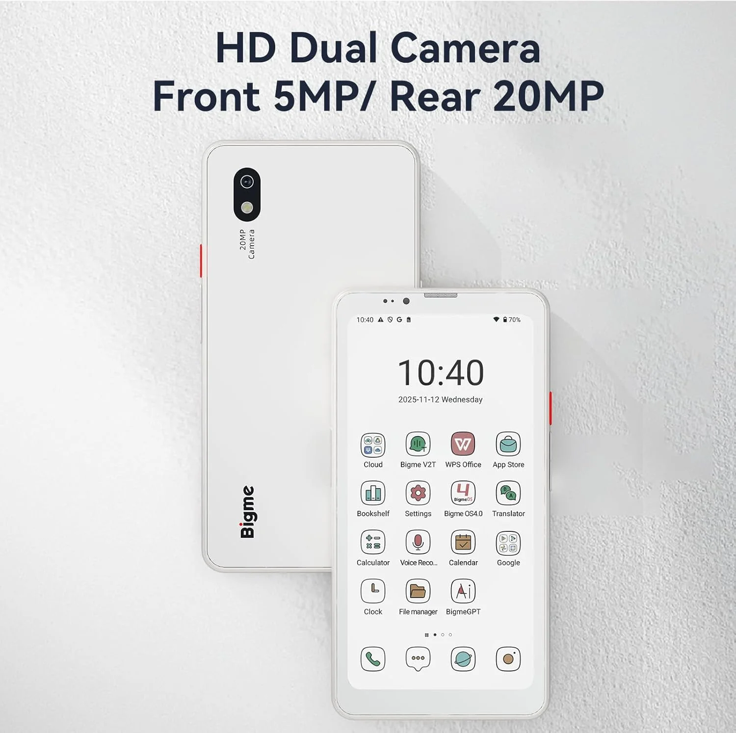 Hibreak Pro Color Epaper Phone, 8+256 GB 5G Smart Phone, Android 14 OS Ebook Reader, White (White) (Copy) - Image 5