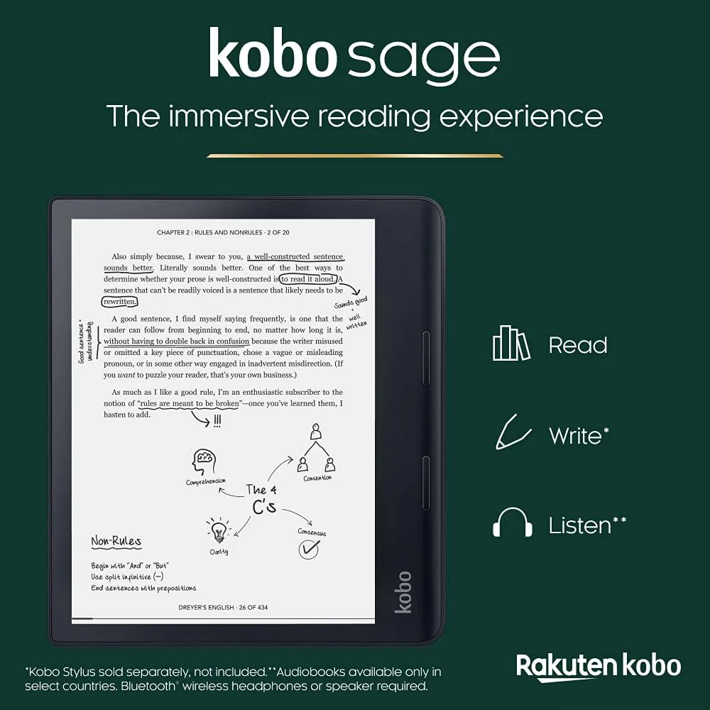 Kobo Sage Lector Electrónico de 8” HD, a Prueba de Agua (Waterproof), Reducción de Luz Azul y Bluetooth - Image 2