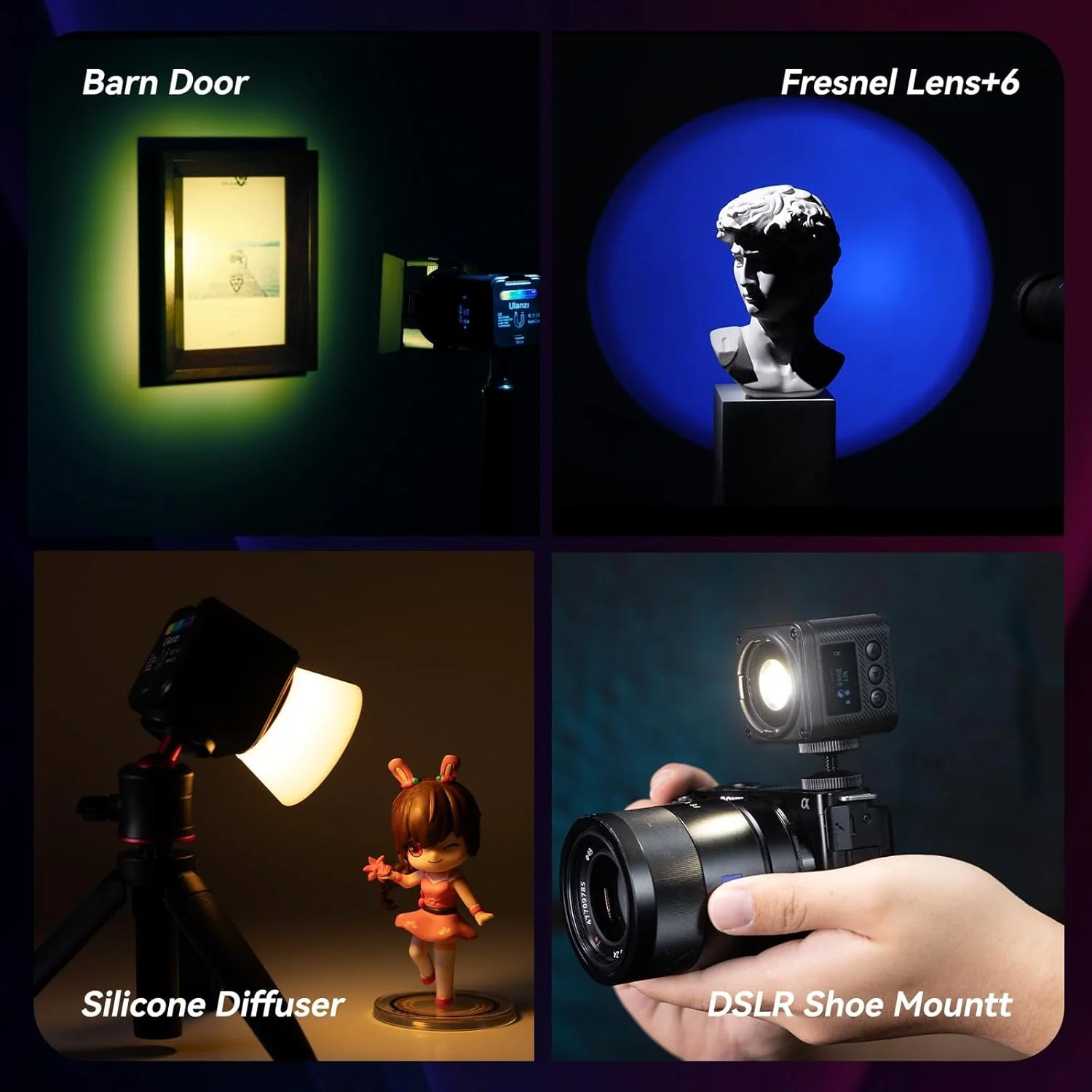 ULANZI L3-  Luz de video LED RGB, kit de iluminación magnética para cámara 2700K-7000K - Mini cubo - Image 7