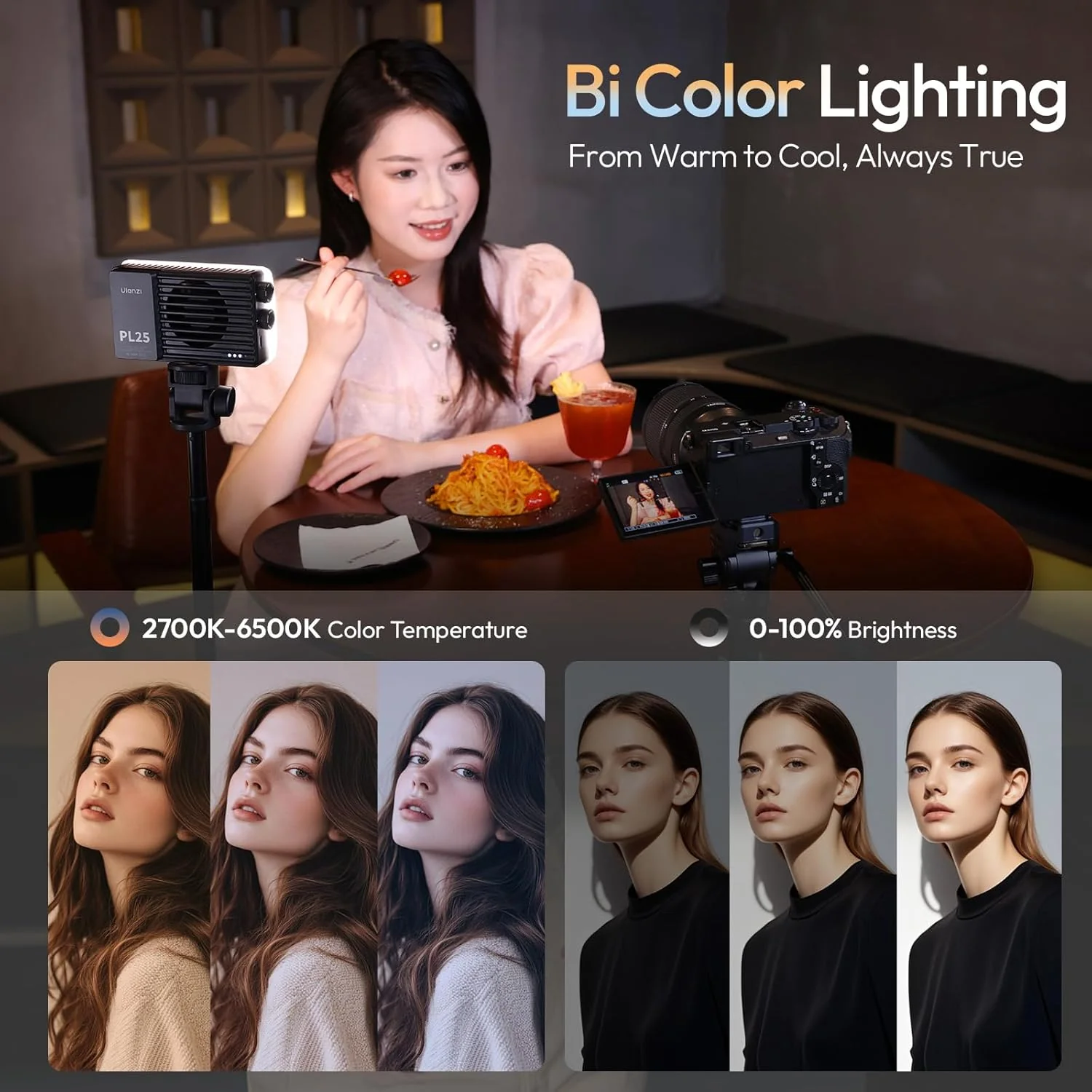 ULANZI Luz de video PL25 - Luz de cámara LED de 25 W, mini panel bicolor - Image 2