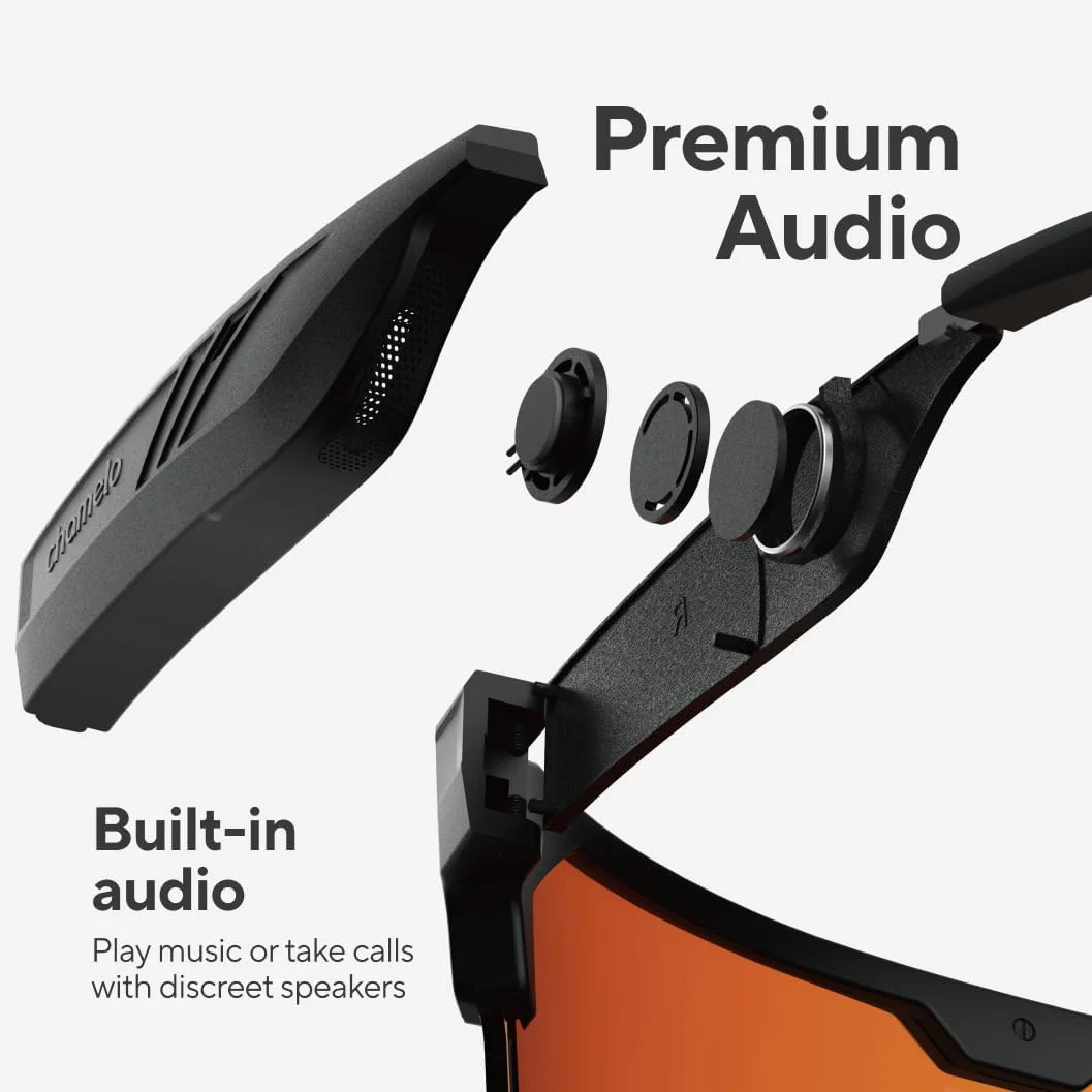 Music Shield Smart Audio Sunglasses – Matte Black Frame, Fire Lenses | Open-Ear Bluetooth Glasses for Men & Women with Electronic Tint Control, Sweat Proof, Sports Eyewear, 100% UV Protection - Image 6