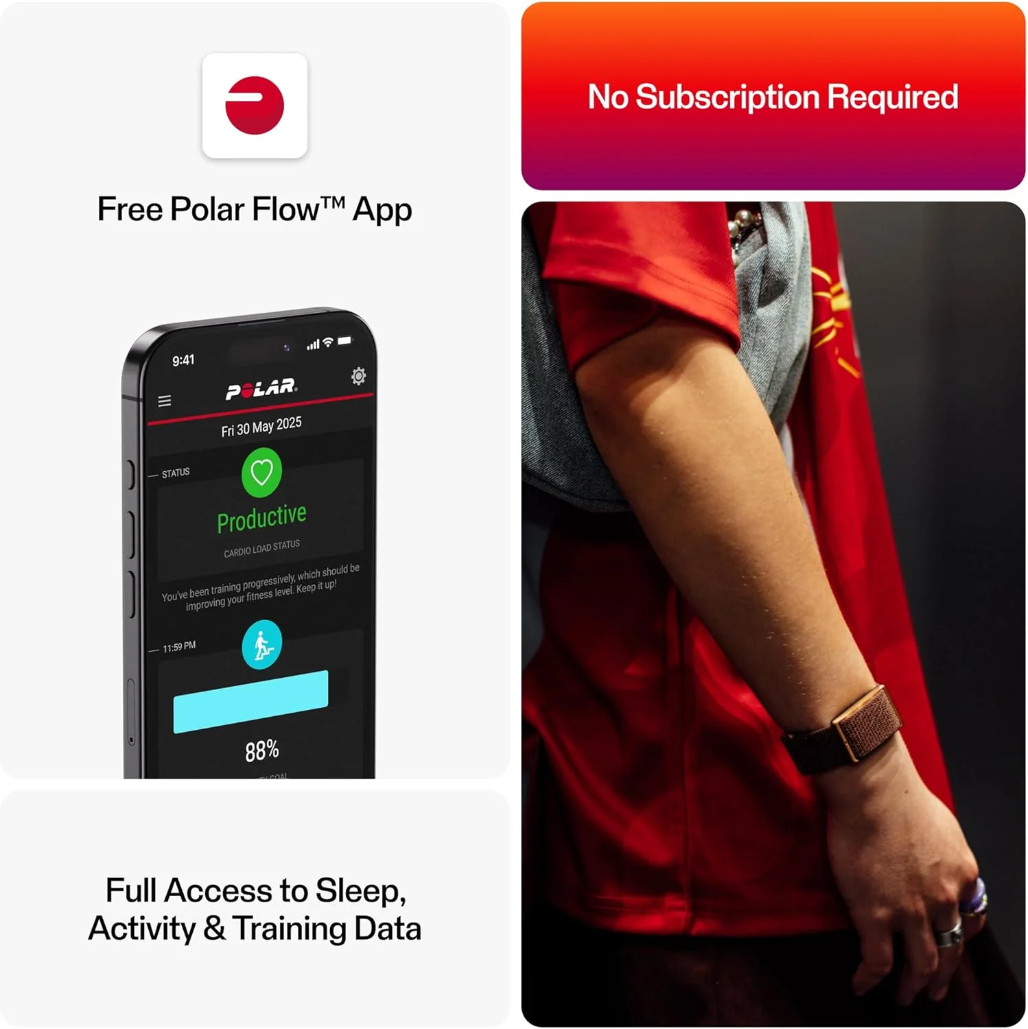 Polar Loop - Banda inteligente de salud y fitness sin pantalla con frecuencia cardíaca 24/7, seguimiento del sueño y la actividad, detección automática de entrenamiento, sin suscripción, batería de 8 - Image 5