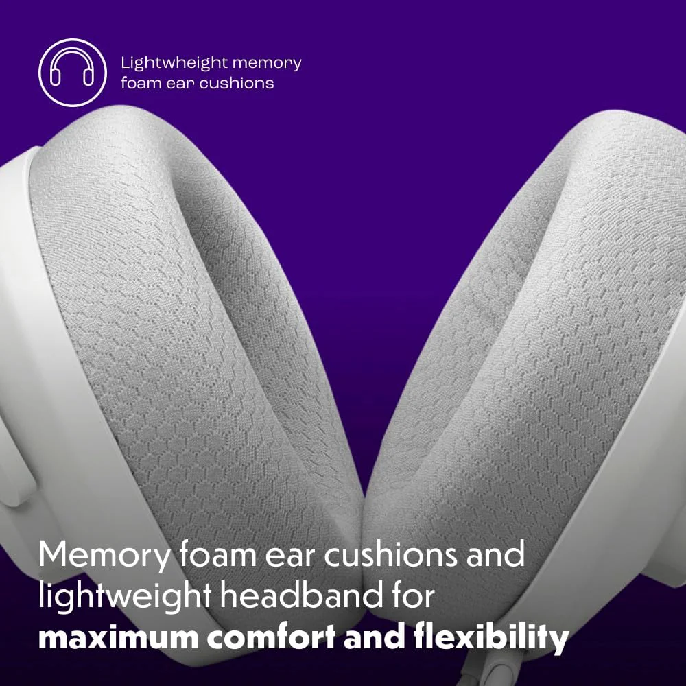 Quantum 100M2 - Wired Over-Ear Gaming Headset with Omnidirectional, Detachable Mic with Mute Option and Fabric-Covered Memory Foam Ear Cushions, Compatible with All Platforms (White) - Image 3