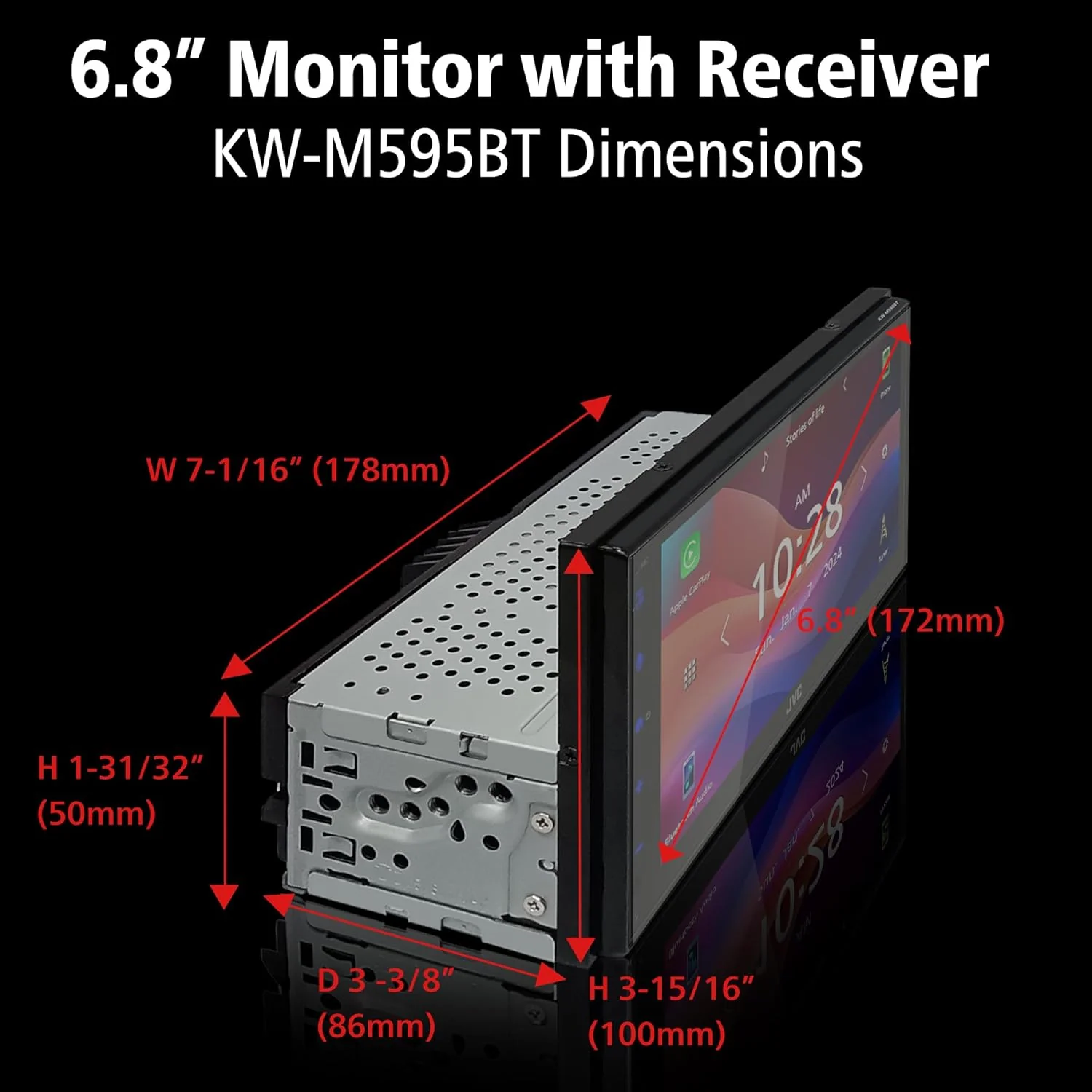 Radio Auto JVC KW-M595BT 6.8" WSVGA | CarPlay y Android Auto - Image 2