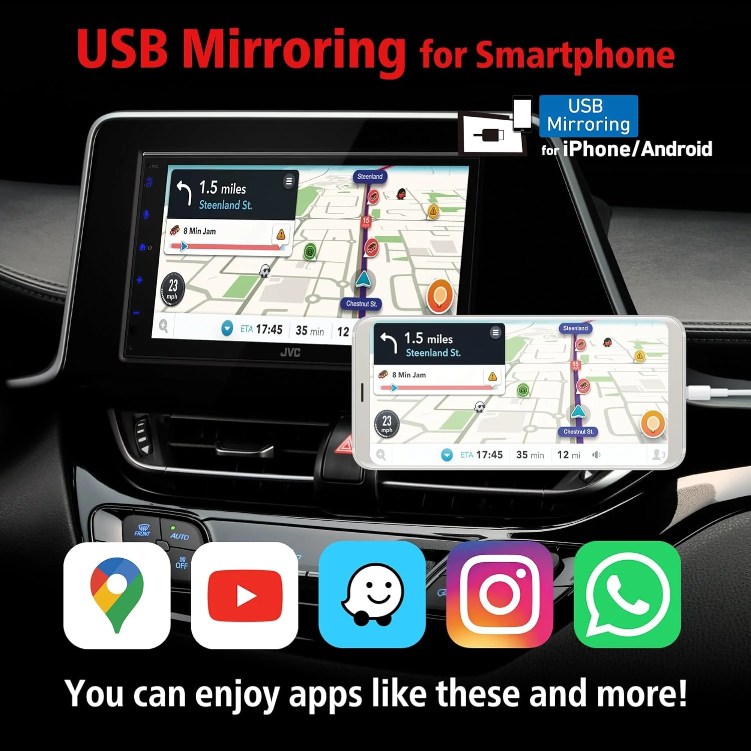 Radio Auto JVC KW-M595BT 6.8" WSVGA | CarPlay y Android Auto - Image 7