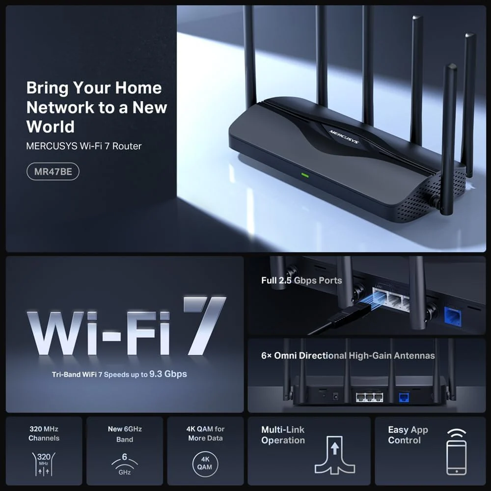 Router Mercusys MR47BE | Wi-Fi 7 Tri-Banda BE9300 | 2.5G Port - Image 3