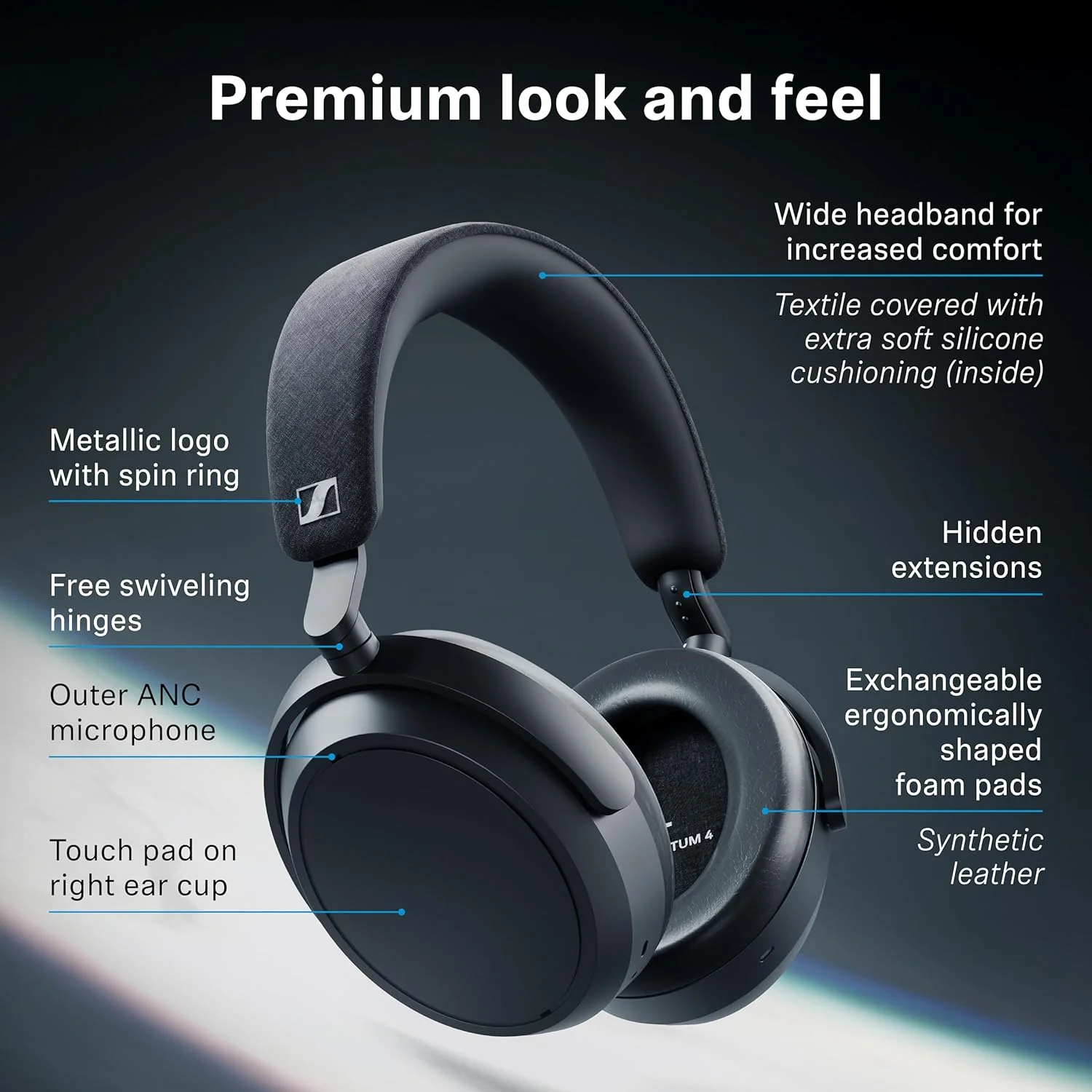 Sennheiser MOMENTUM 4 Wireless: Auriculares Over-Ear Bluetooth con Cancelación de Ruido Adaptativa, 60h de Batería y Sonido Personalizable - Image 10