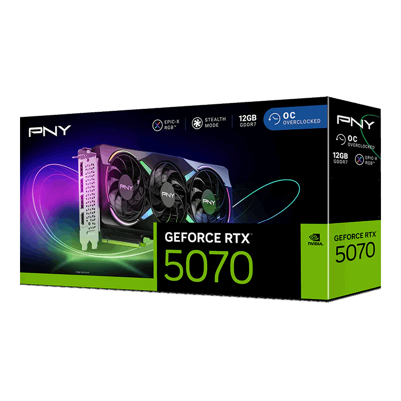 PNY GeForce RTX 5070 12GB ARGB EPIC-X RGB Overclocked Triple Fan GPU - Image 2